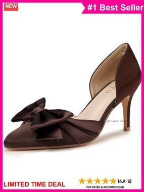 Women's Bow Kitten Heel Closed Pointed Toe Dressy Pumps Shoes